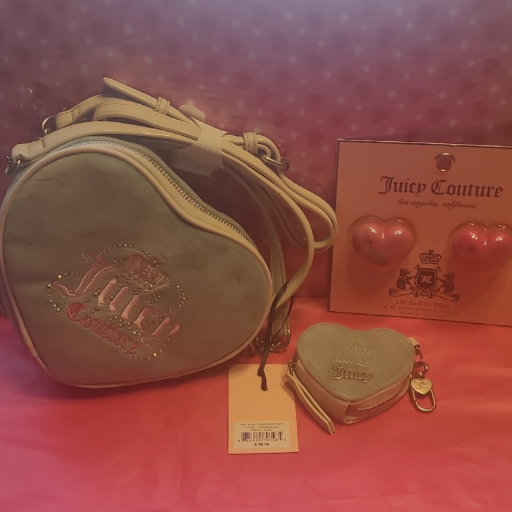 NWT Juicy Couture Heart-Shaped 3 Item Set - Color Sage